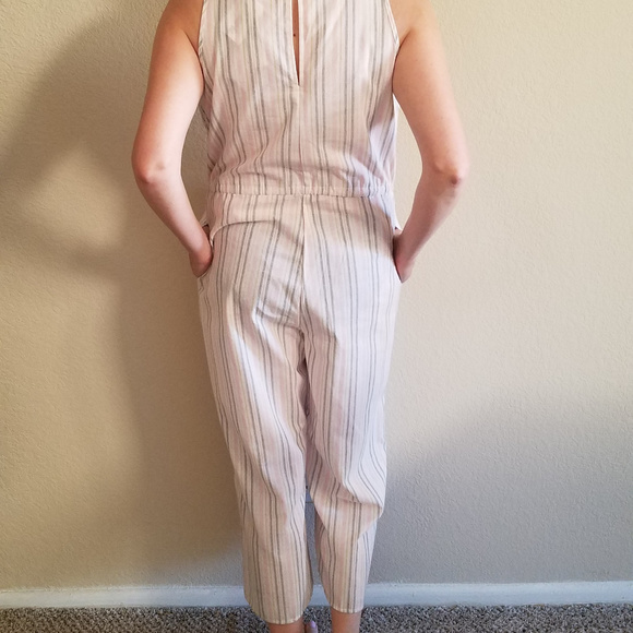DREW FOR ANTHROPOLOGIE PINK STRIPE JUMPSUIT LARGE - Picture 5 of 5